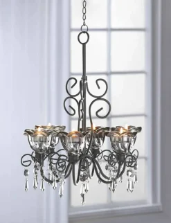 12.75" Midnight Blooms Candle Chandelier