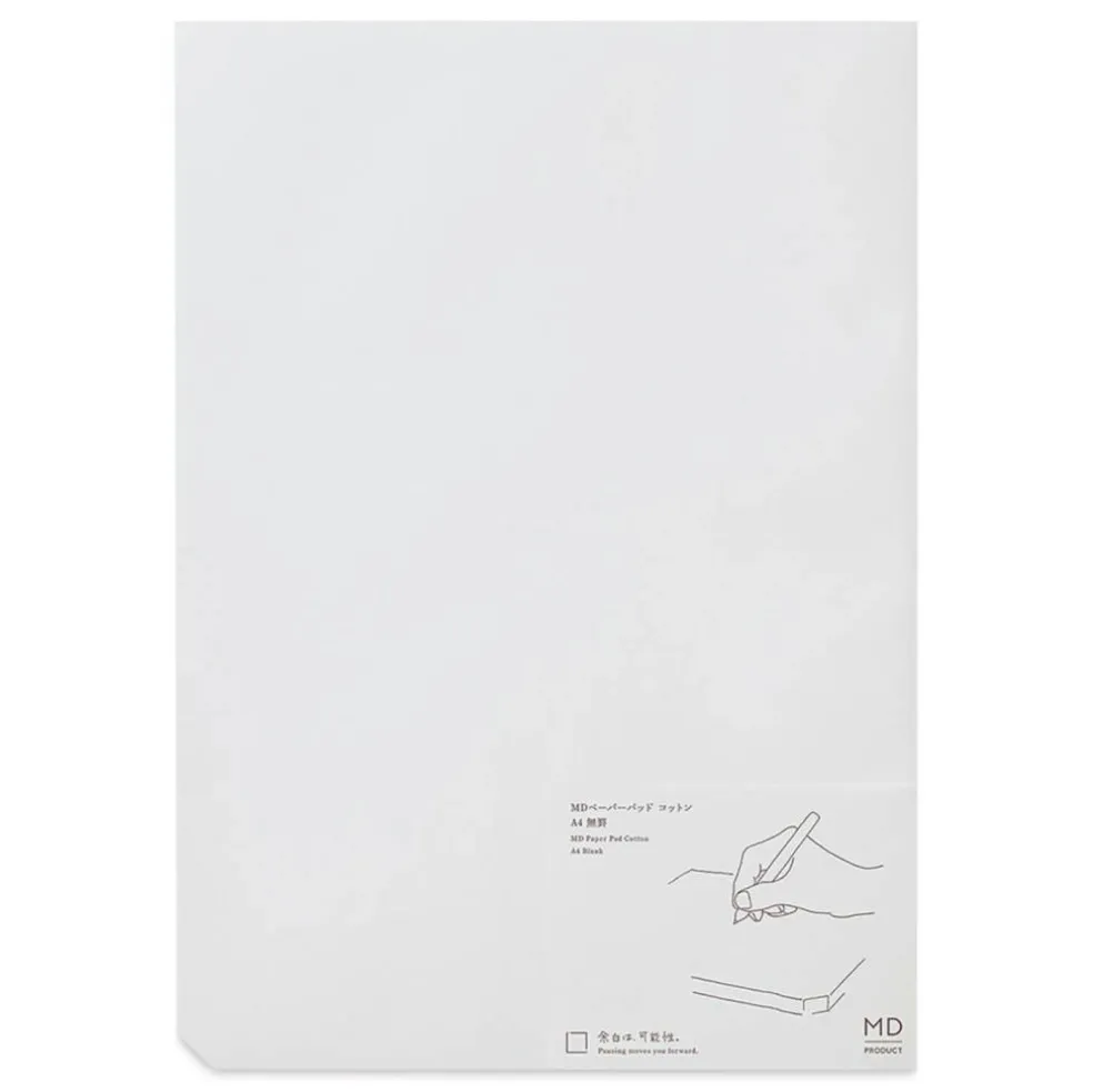 Midori MD Cotton Paper Pad - A4, Blank, White, 90 Sheets