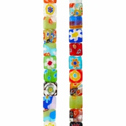 Millefiori Glass Flat Square Beads, 8mm by Bead Landing™