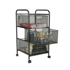 Mind Reader Black 3 Drawer Mesh Rolling Cart