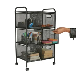 Mind Reader Black 6-Drawer Metal Rolling File Cart