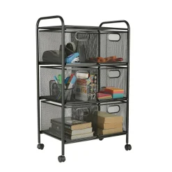 Mind Reader Black 6-Drawer Metal Rolling File Cart
