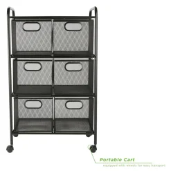 Mind Reader Black 6-Drawer Metal Rolling File Cart