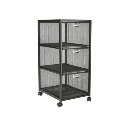 Mind Reader Black 3 Drawer Rolling File Cabinet