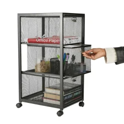 Mind Reader Black 3 Drawer Rolling File Cabinet