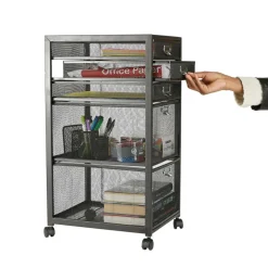 Mind Reader Black 5-Drawer Rolling File Cabinet