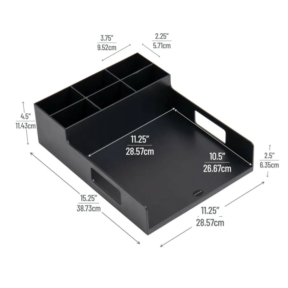 Mind Reader Black Plastic Utensil, Napkin & Plate Serving Tray