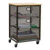 Mind Reader Black 3-Tier Metal Rolling File Cart with Drawers
