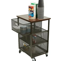Mind Reader Black 3-Tier Metal Rolling File Cart with Drawers