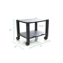 Mind Reader 15" Black  2-Tier Shelf Adjustable Printer Stand with Wheels