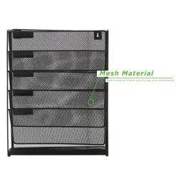 Mind Reader 6 Compartment Vertical Hanging Wall File & Chart Organizer