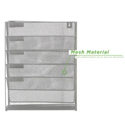 Mind Reader 6 Compartment Vertical Hanging Wall File & Chart Organizer