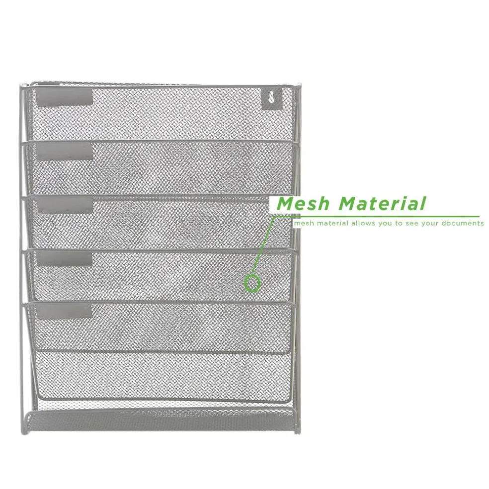 Mind Reader 6 Compartment Vertical Hanging Wall File & Chart Organizer