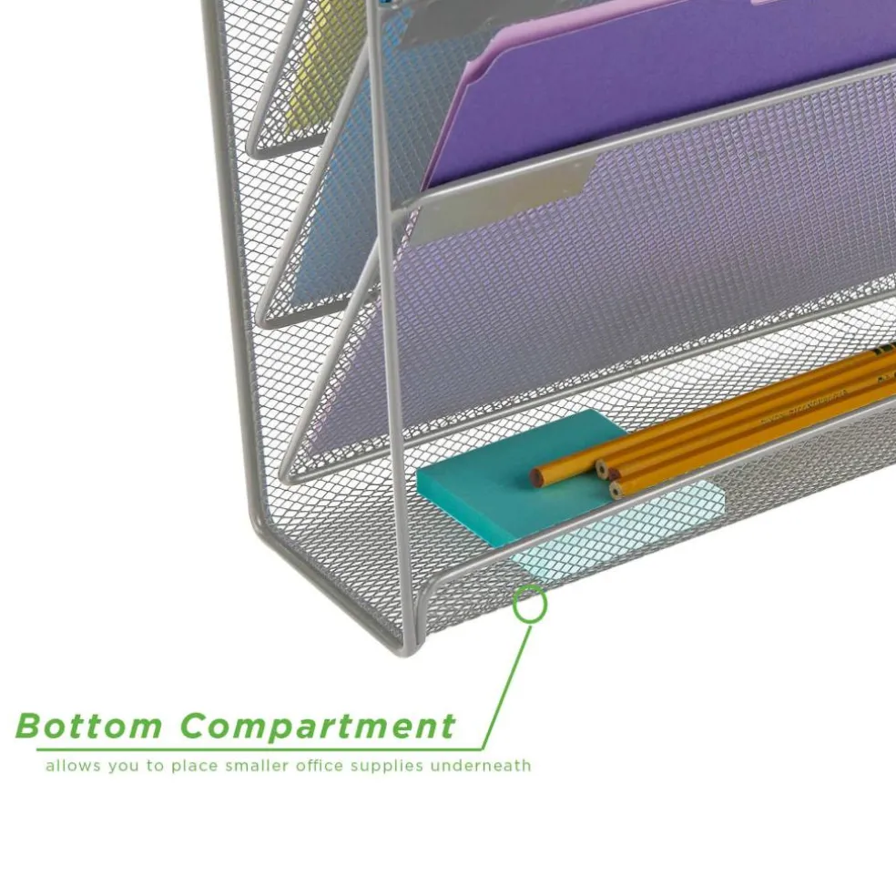 Mind Reader 6 Compartment Vertical Hanging Wall File & Chart Organizer