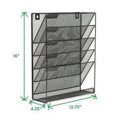 Mind Reader 6 Compartment Vertical Hanging Wall File & Chart Organizer