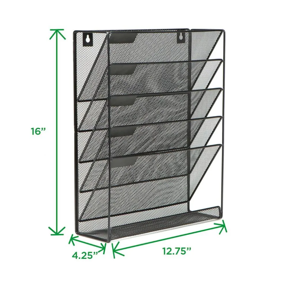 Mind Reader 6 Compartment Vertical Hanging Wall File & Chart Organizer
