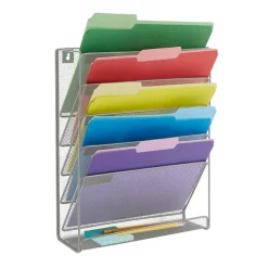 Mind Reader 6 Compartment Vertical Hanging Wall File & Chart Organizer