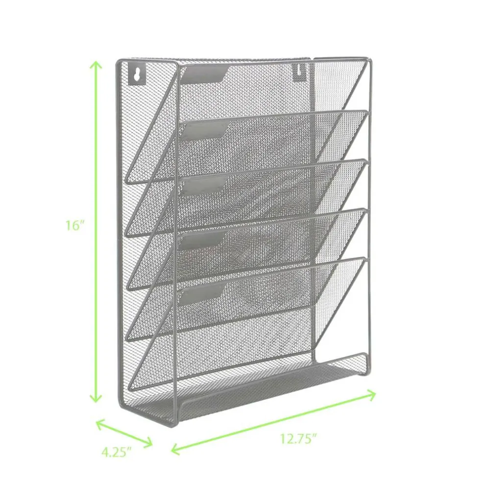 Mind Reader 6 Compartment Vertical Hanging Wall File & Chart Organizer
