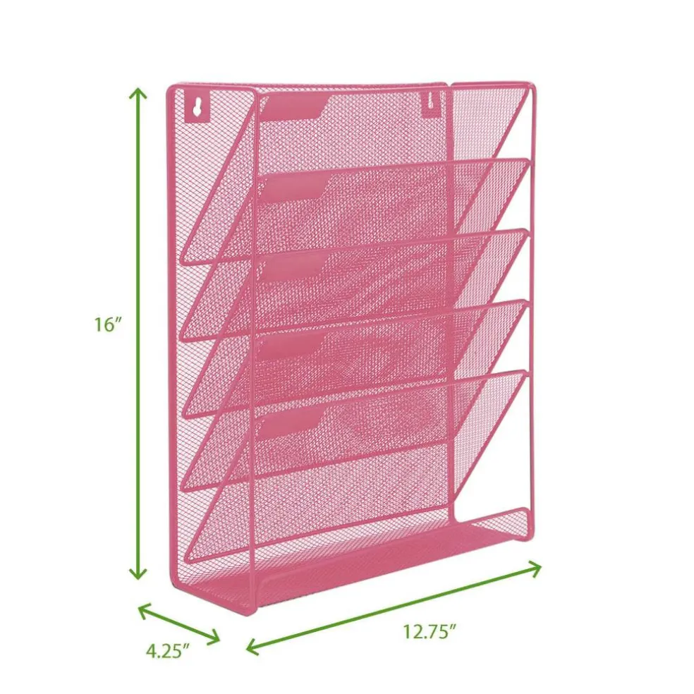 Mind Reader 6 Compartment Vertical Hanging Wall File & Chart Organizer