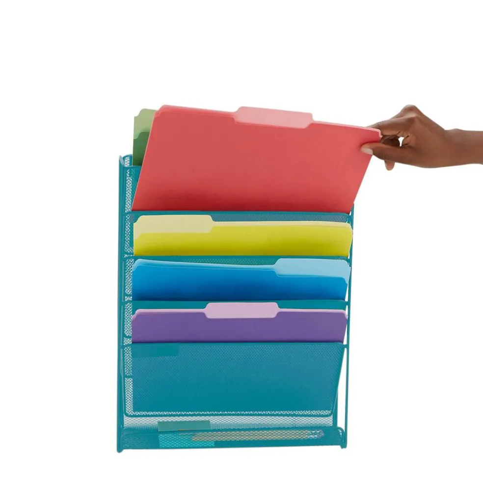 Mind Reader 6 Compartment Vertical Hanging Wall File & Chart Organizer