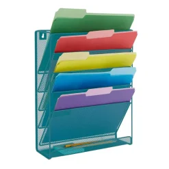 Mind Reader 6 Compartment Vertical Hanging Wall File & Chart Organizer