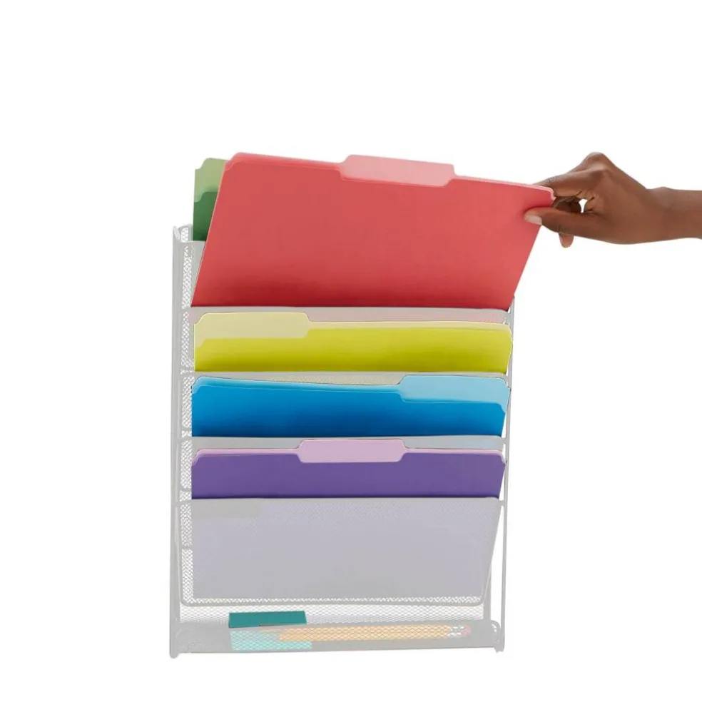 Mind Reader 6 Compartment Vertical Hanging Wall File & Chart Organizer