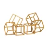 Mind Reader Decorative Geometric Cube Bookends, Modern Book Holders, Office Decor, Metal, Set of 2, Gold