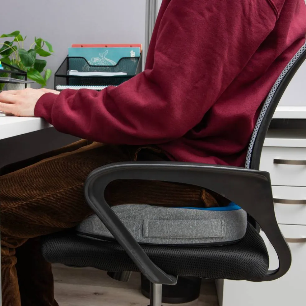 Mind Reader Harmony Collection Blue & Gray Memory Foam Ergonomic Seat Cushion