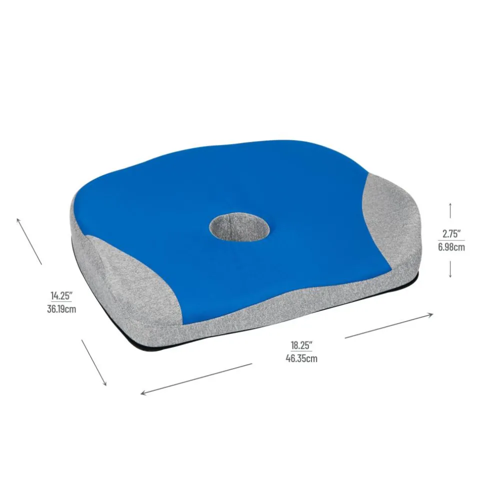 Mind Reader Harmony Collection Blue & Gray Memory Foam Ergonomic Seat Cushion