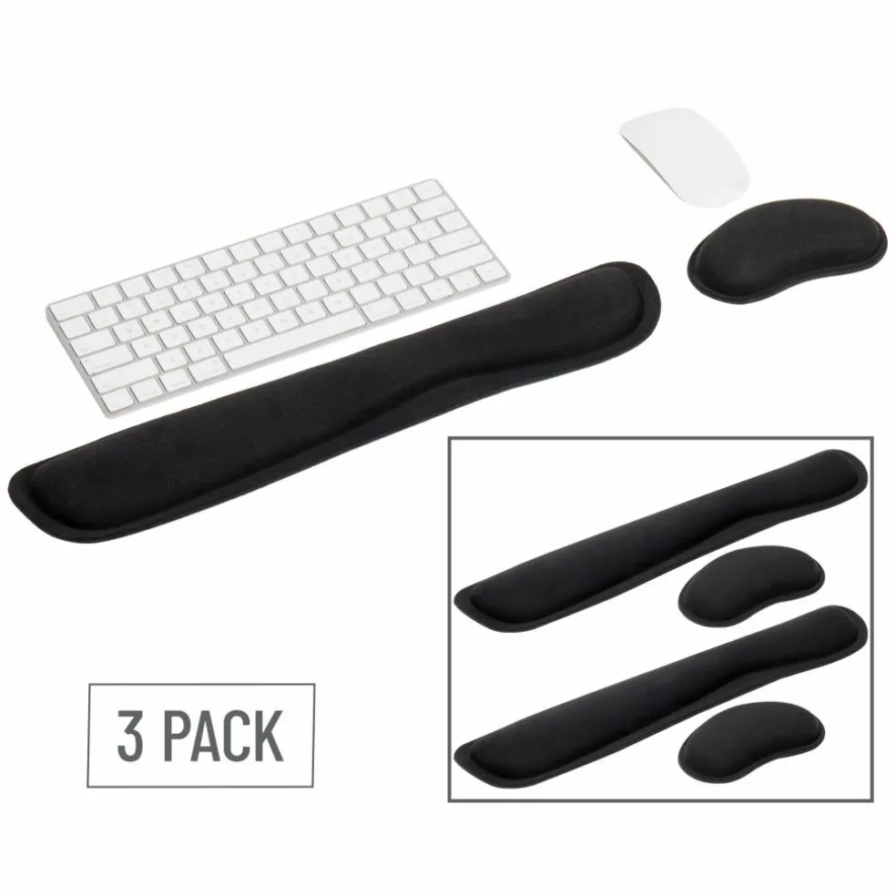 Mind Reader Harmony Collection Black Ergonomic Wrist Rest Sets for Keyboard & Mouse, 3ct.