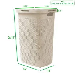 Mind Reader 60L Hamper Laundry Basket with Cutout Handles