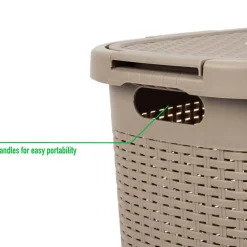Mind Reader 60L Hamper Laundry Basket with Cutout Handles