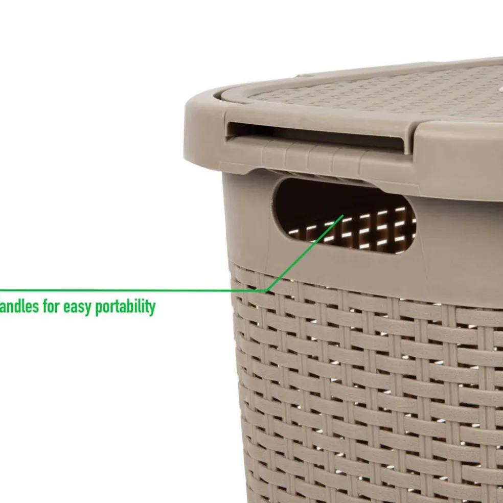 Mind Reader 60L Hamper Laundry Basket with Cutout Handles