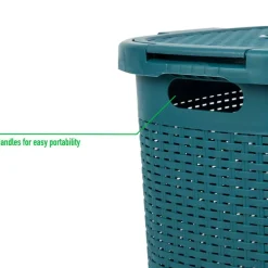 Mind Reader 60L Hamper Laundry Basket with Cutout Handles