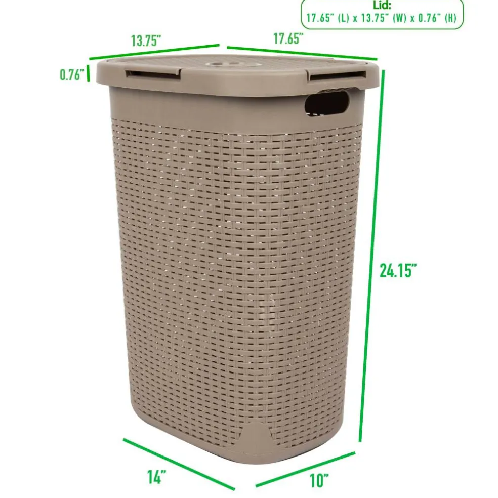 Mind Reader 60L Hamper Laundry Basket with Cutout Handles