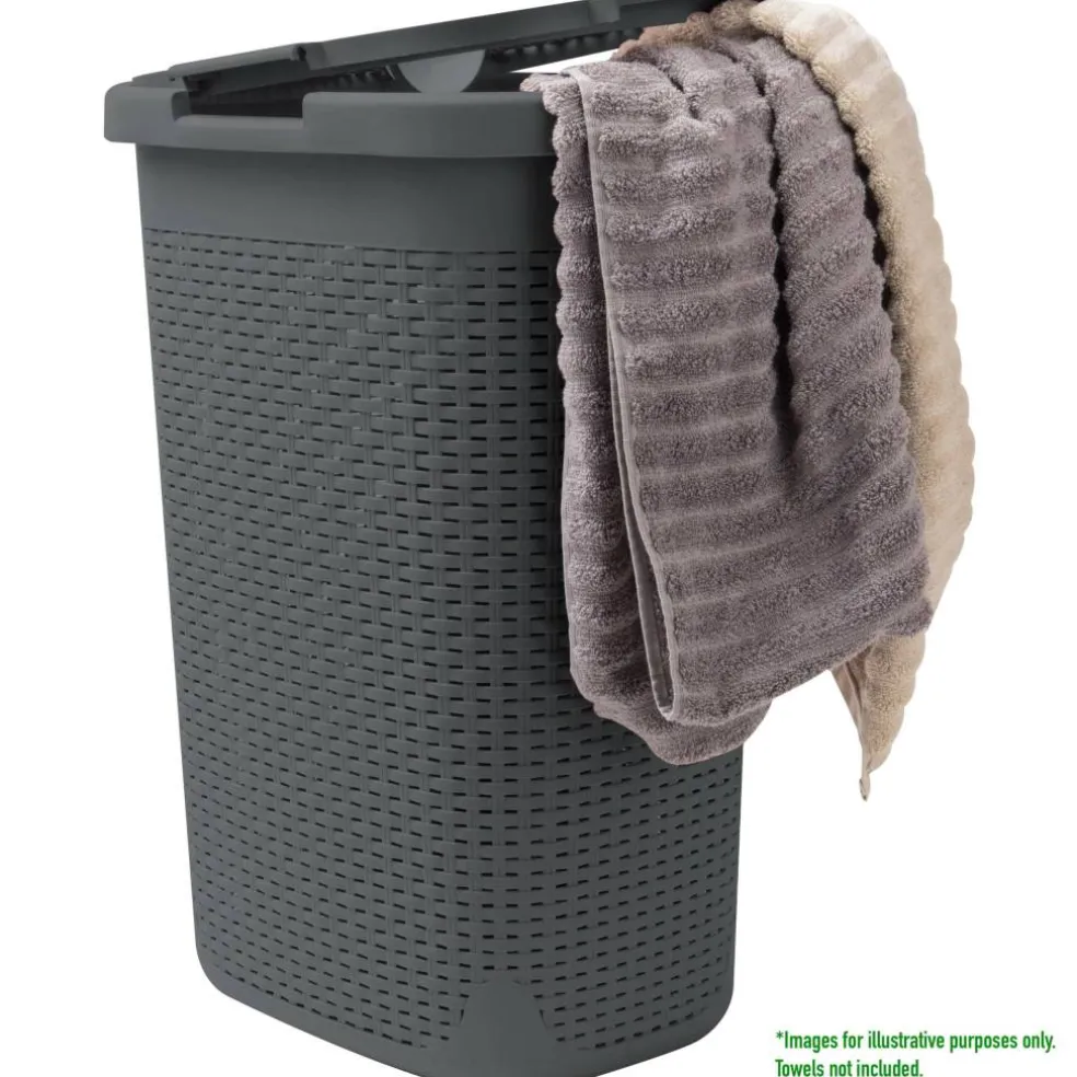 Mind Reader 60L Hamper Laundry Basket with Cutout Handles