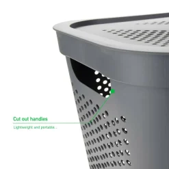 Mind Reader 60L Perforated Plastic Laundry Hamper with Lid