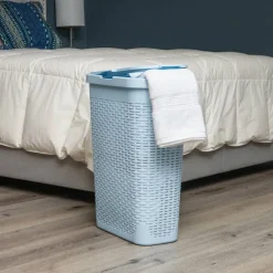Mind Reader 40L Slim Plastic Wicker Laundry Hamper