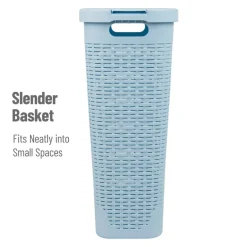 Mind Reader 40L Slim Plastic Wicker Laundry Hamper