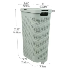 Mind Reader 40L Slim Plastic Wicker Laundry Hamper