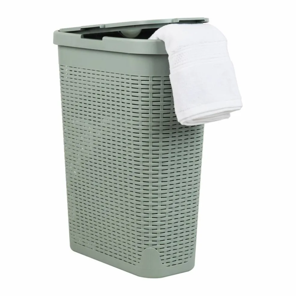 Mind Reader 40L Slim Plastic Wicker Laundry Hamper