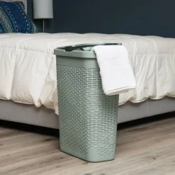 Mind Reader 40L Slim Plastic Wicker Laundry Hamper