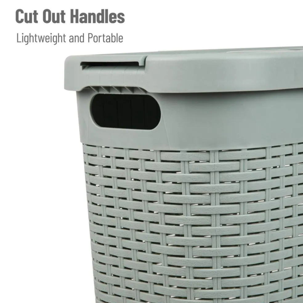Mind Reader 40L Slim Plastic Wicker Laundry Hamper