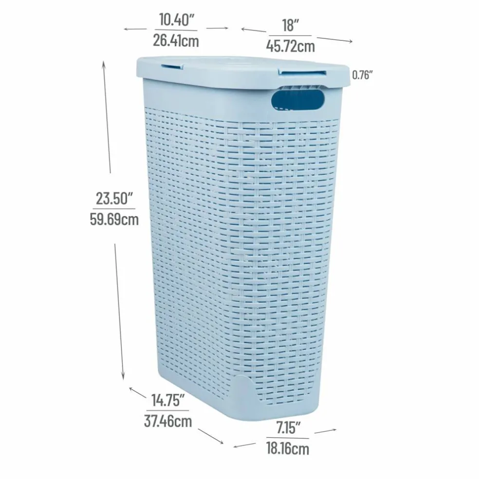 Mind Reader 40L Slim Plastic Wicker Laundry Hamper