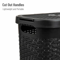 Mind Reader 40L Ventilated Slim Laundry Hamper with Cut Out Handles & Attached Hinged Lid, 2ct.