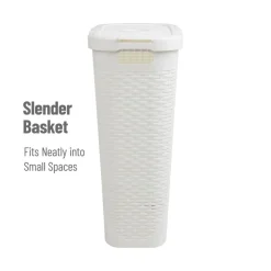 Mind Reader 40L Ventilated Slim Laundry Hamper with Cut Out Handles & Attached Hinged Lid, 2ct.