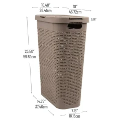 Mind Reader 40L Ventilated Slim Laundry Hamper with Cut Out Handles & Attached Hinged Lid, 2ct.