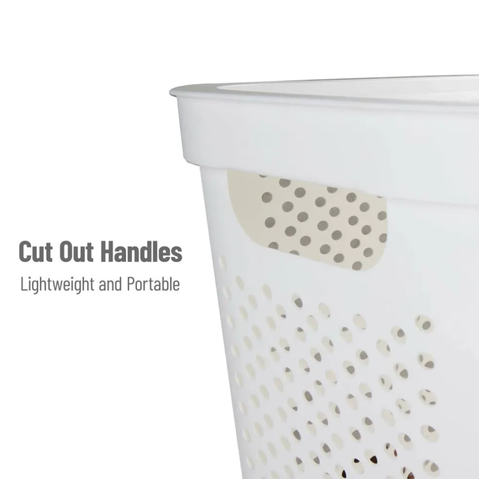 Mind Reader 60L Ventilated Slim Laundry Hamper with Cut Out Handles & Hinged Lid, 2ct.