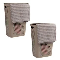 Mind Reader 60L Ventilated Slim Laundry Hamper with Cut Out Handles & Hinged Lid, 2ct.