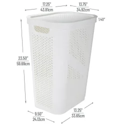 Mind Reader 60L Ventilated Slim Laundry Hamper with Cut Out Handles & Hinged Lid, 2ct.